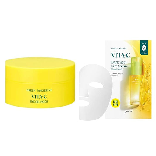 Kit Vitamina C de Mandarina Verde. Kit Goodal Green Tangerine Vitamin C Moisturizing Eye Patch and Green Tangerine Vitamin C Dark Spot Care serum