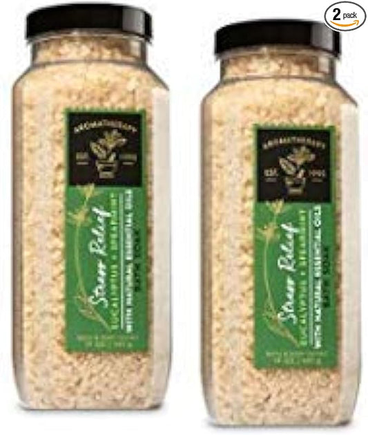 Bath and Body Works 2 Pack Aromatherapy Stress Relief Eucalyptus & Spearmint Bath Soak 17 Oz.