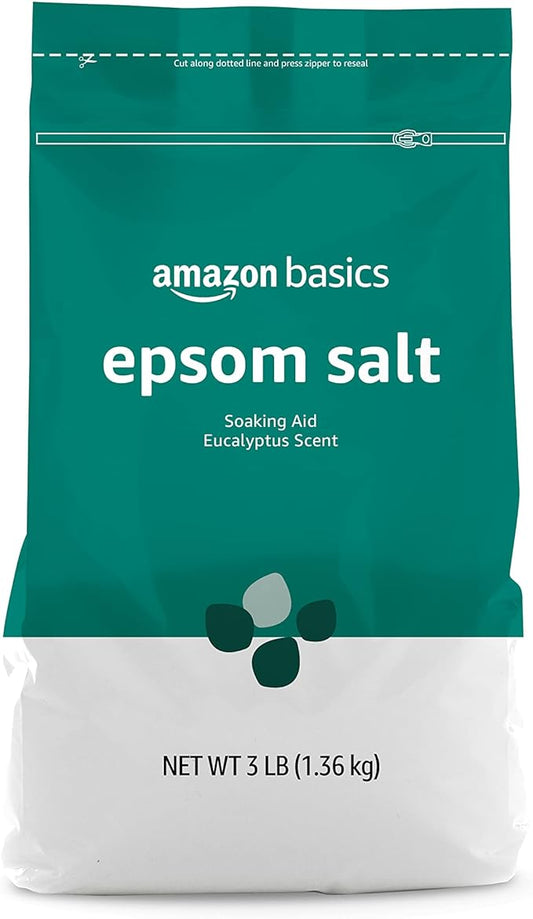 Amazon Brand - Solimo Epsom Salt Soaking Aid, Eucalyptus Scented, 3 Pound