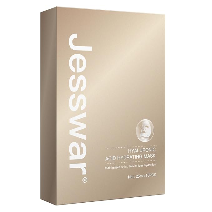 jesswar Sheet Masks Hyaluronic Acid Hydrating Mask 10 Sheets Centella Repairing Masks Deep Hydration and Moisturizing