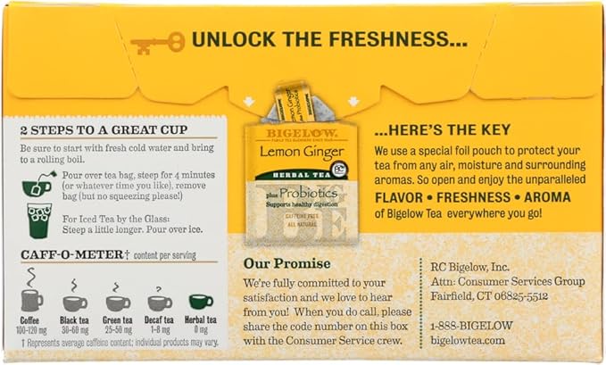 Bigelow Tea Lemon Ginger 18 Bags (Pack of 12)