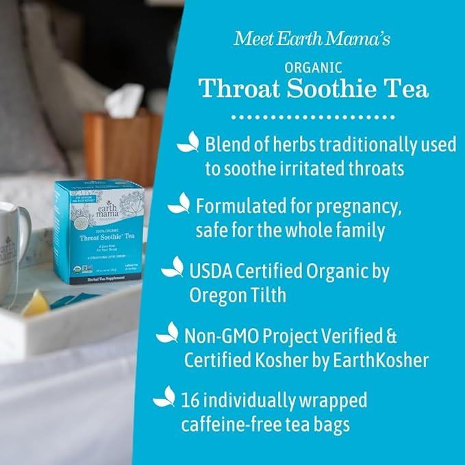 Throat Soothie Tea with Elderflower for Immune Support | Formulated with No Licorice | Safe for Kids & During Pregnancy, 16-Count (Packaging May Vary, 6-Pack)