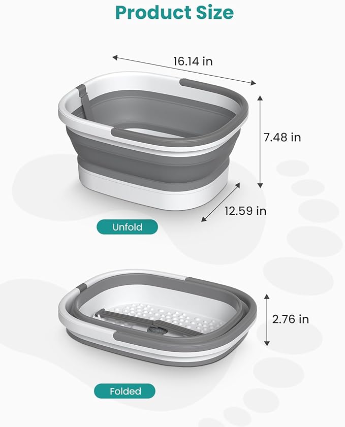 Nekteck Foot Soaking Tub Collapsible Bucket for Foot Bath Soak Tub, Foot Basin Foot Soaker with 138 Acupressure Nodes and Pumice Stone for Feet Massager Pedicure Foot Spa, Gifts for Men Women Dad Mom