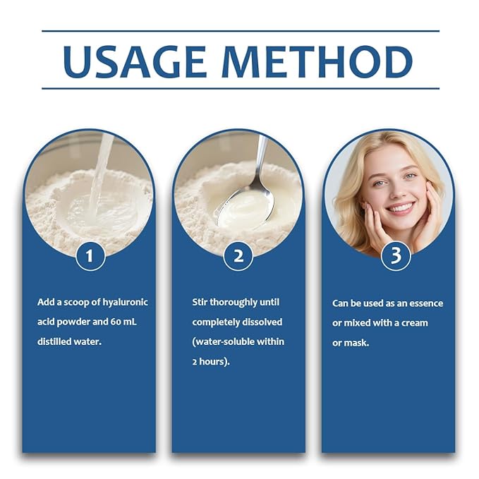 Hyaluronic Acid Serum Powder | Pure HA Powder Dissolves in Water, 100g/Box, Instant Hydration & Radiance Boost Vegan, Water Soluble