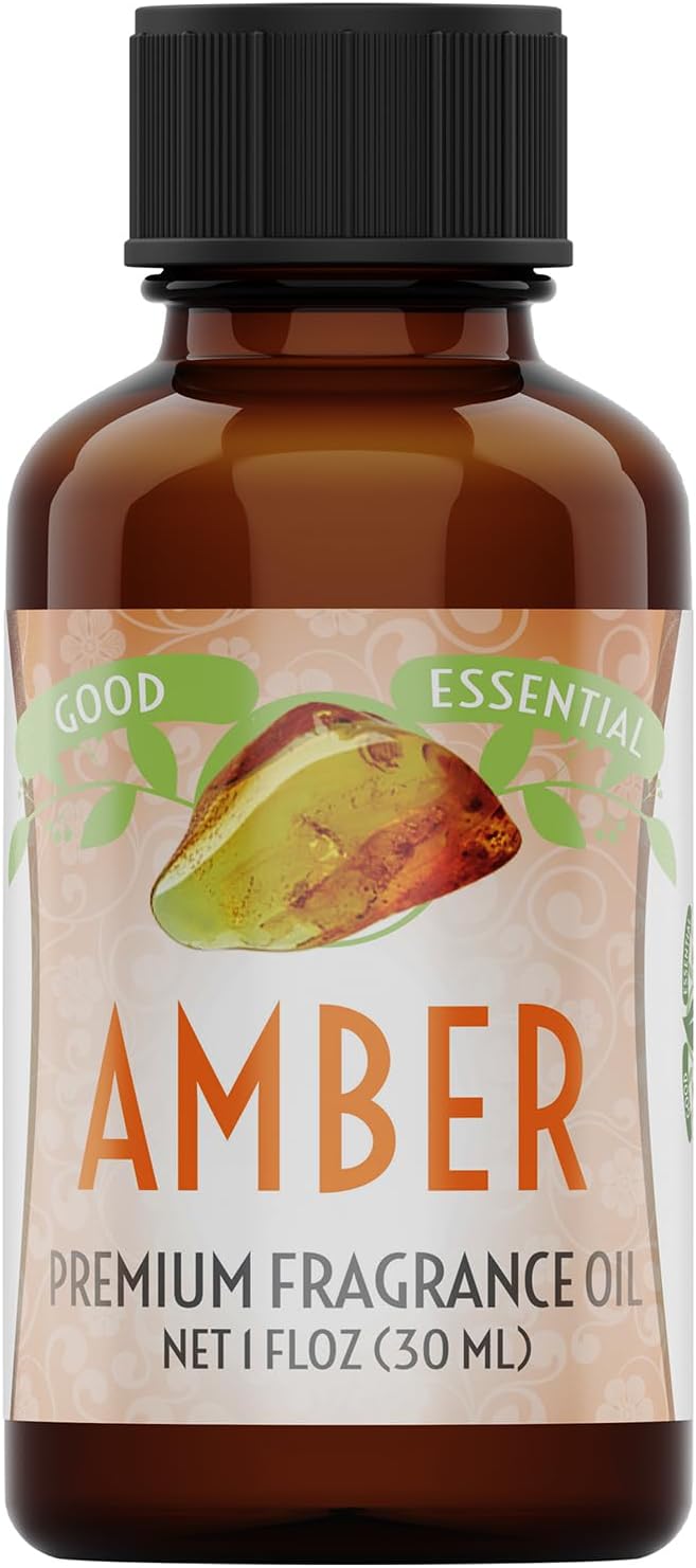 Good Essential Professional Amber Fragrance Oil (1 fl oz, 30ml) - Perfume, Candle & Soap Making, Aromatherapy Diffuser Oil