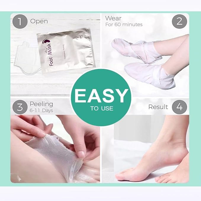 Exfoliating Foot Peel Mask for Dry, Cracked Heels - Moisturizing Foot Mask for Dead Skin & Callus Removal, Lavender Scent, 2 Pack - Foot Spa Treatment for Men & Women