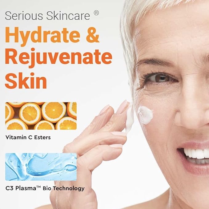 Serious Skincare - Serious-C3 Plasma Vitamin C Restore - Restoration Night Cream for Deep Hydration - Hydrolyzed Collagen - Hydrating Moisture for Face and Neck - 1.7 oz.