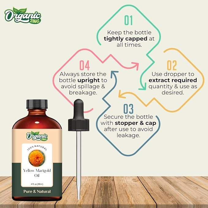 Yellow Marigold (Tagetes erecta) Oil | Pure & Natural Essential Oil for Aroma, Diffusers & Skincare- 118ml/4 fl oz