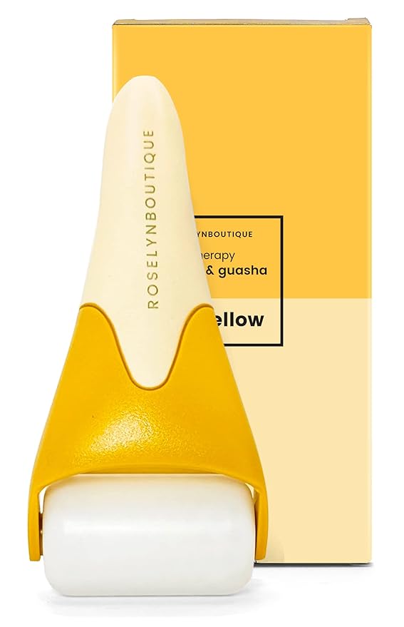 ROSELYNBOUTIQUE Ice Roller for Face Wrinkles Fine Lines Puffiness Stick Massager Facial Skin Care Tools Self Care Gifts for Men Women (Yellow)