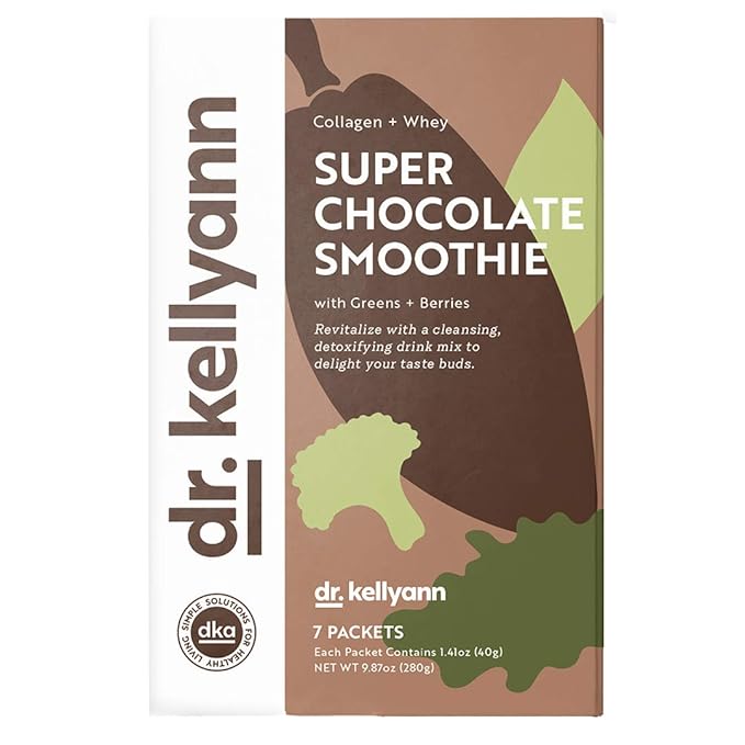Dr. Kellyann Super Chocolate Collagen Smoothie (7 Servings) – Protein Shake, Keto & Paleo-Friendly, Supports Skin & Gut, 1 Pack