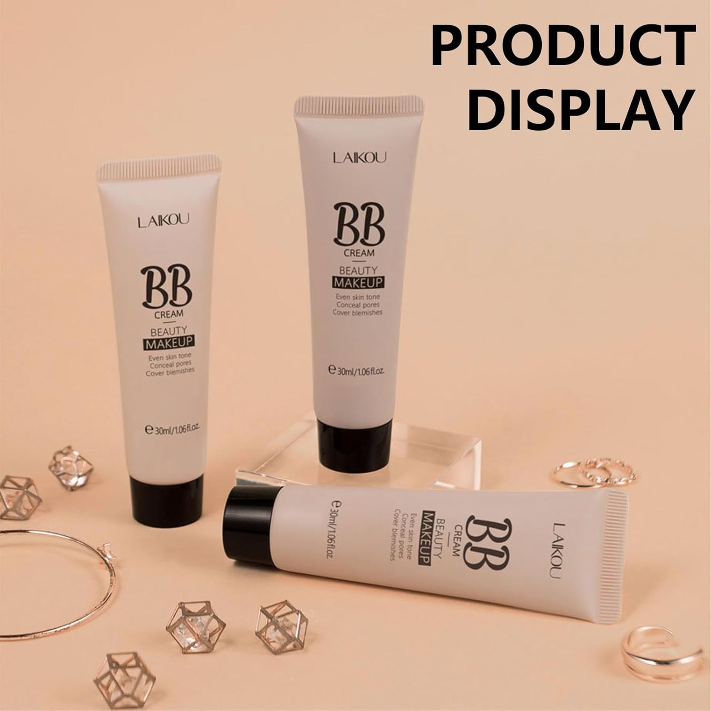 KWOLYKIM 2PCS Hydrating Makeup BB Cream, Tinted Moisturizer Face Makeup BB Cream Foundation Waterproof Concealer Clean Brighten Color Correcting Cream Nude Makeup Long Lasting for All Skin(Ivory)