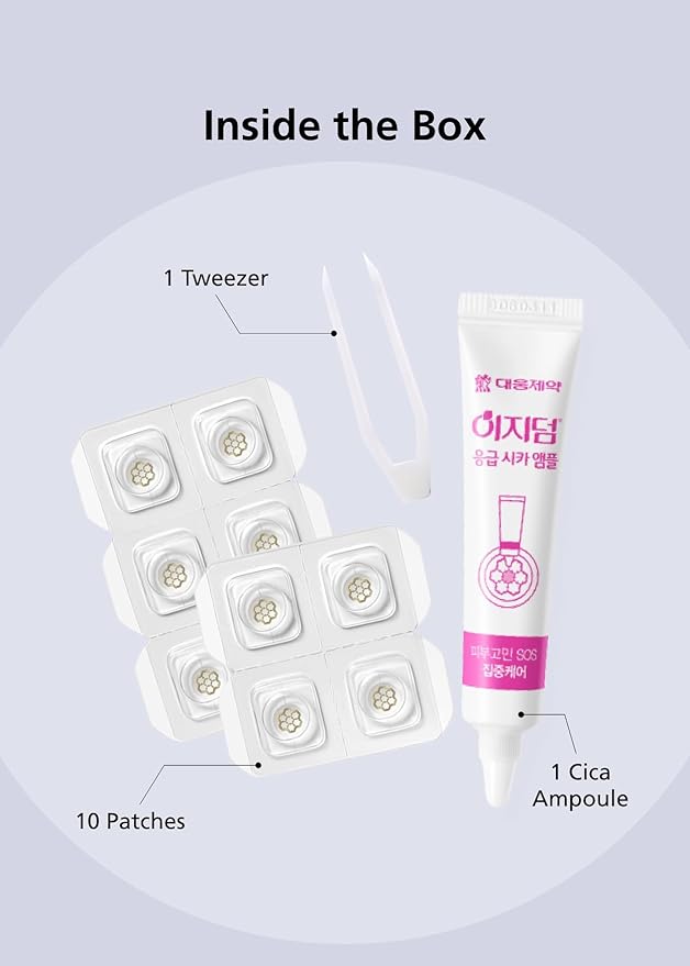 Quick Calming Magnesium Patches(20 patches) with Cica Ampoule - Intensive Care, Pimple patches, Hydrocolloid Band, Zits Spot care Overnight Home Care 2-8 hours, New boxs types