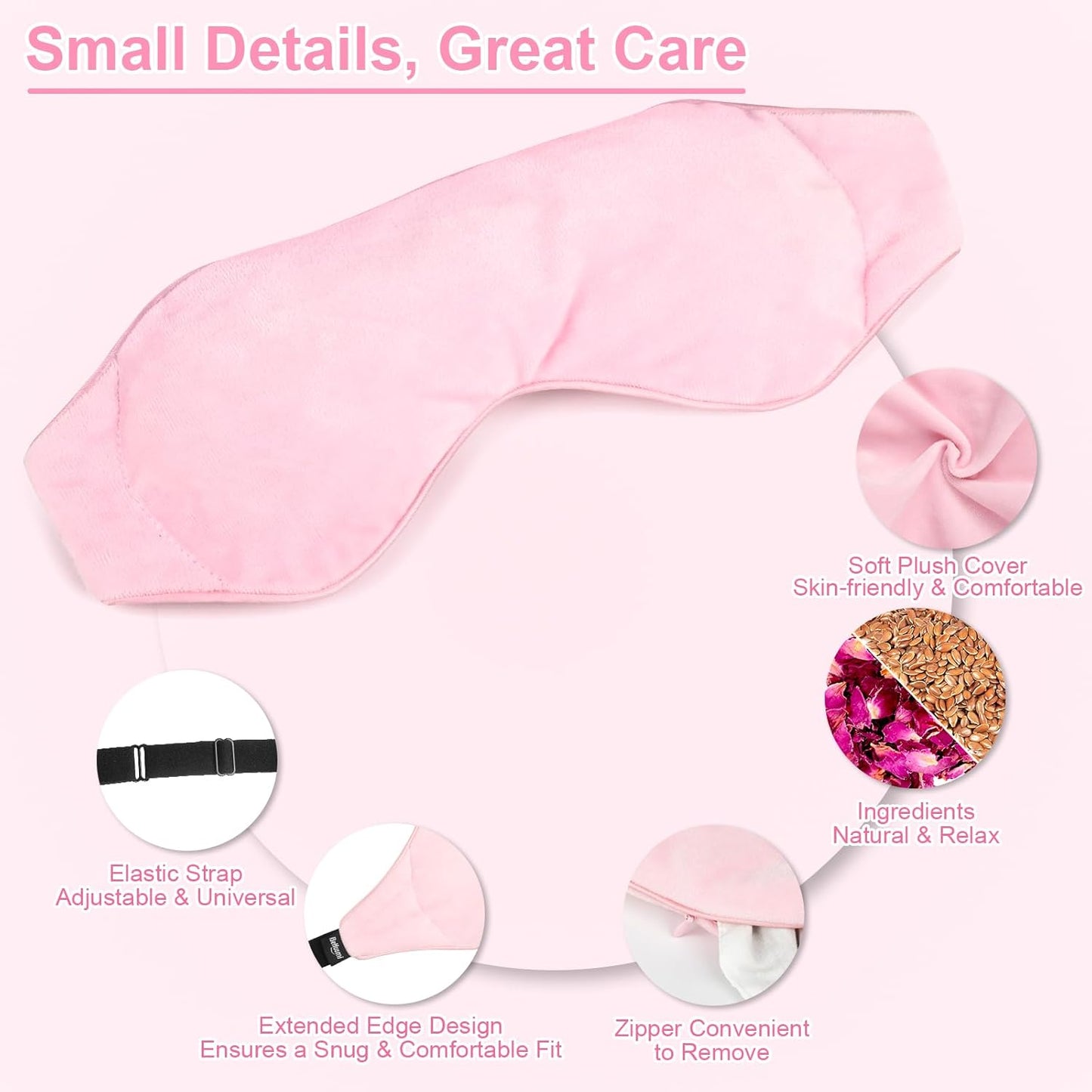 Weighted Eye Mask for Sleeping, Soft Heated Eye Mask, Moist Heat Warm Compress for Eyes, Natural Rose & Flaxseeds Microwave Reusable Sleep Mask, Must Haves for Women Spa, Home, Office