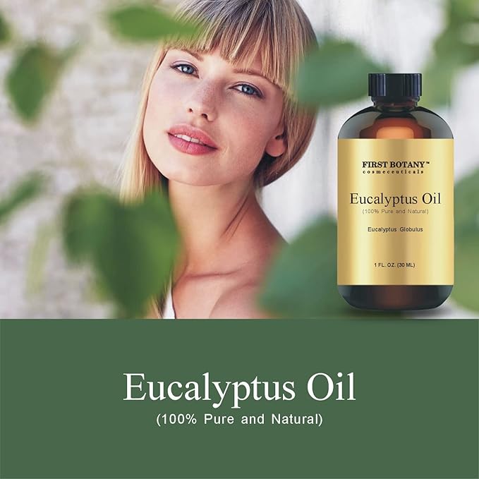 First Botany, 100% Pure Eucalyptus Oil - Premium Eucalyptus Essential Oil for Aromatherapy, Massage, Topical & Household Uses - 1 fl oz (Eucalyptus)