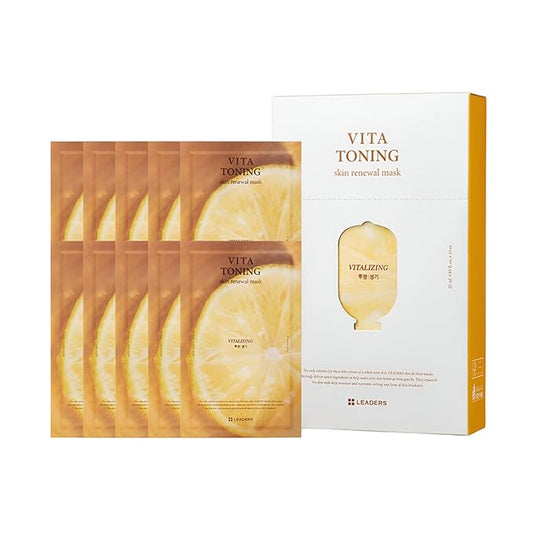 LEADERS Vita Toning Skin Renewal Mask – Nourishing & Revitalizing Sheet Mask for Healthy Skin | Soft, Breathable, & Skin Friendly Face Mask – 10 Sheets