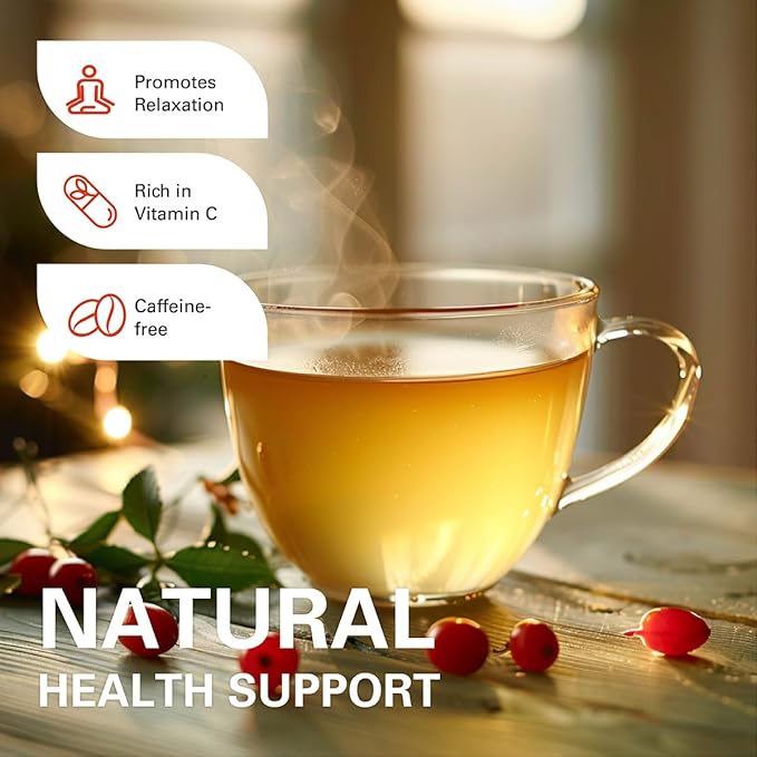 WT WEETEE Organic Rosehips Tea Bags, Made with 100% Natural & Pure Crushed Rose Hips, Natural Caffeine-free Herbal Tea 2g x 100 Counts