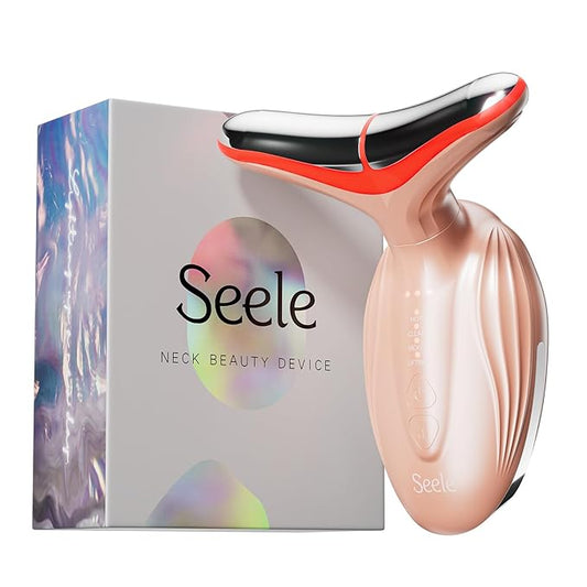 SEELE Multi-Polar 7-Color LED Skin Beauty Device - Luxurious Firming and Radiance and Anti-Aging for Face and Neck, Based on 7 Color LED, Vibration, and Thermal Technologies. (Rose Gold)