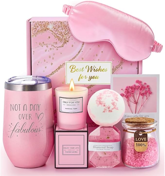 Luxurious Rose Bath Relaxation Gift Set – Premium Spa Experience for Women | Perfect Birthday Gift for Girlfriend, Mom, Sister & Best Friend | Ultimate Self-Care Basket