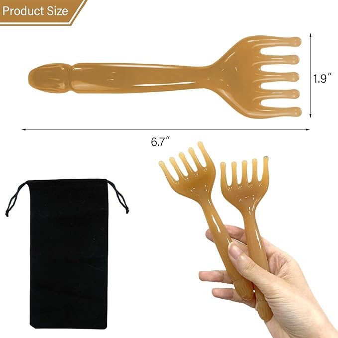Head Massager Scalp Massage Tool - Resin Back Scratcher for Men Women - Manual Lymphatic Drainage Massager for Foot Neck Back Leg Hand - Hair Scalp Massager Gua Sha Comb for Soothing Head Massage 2PC