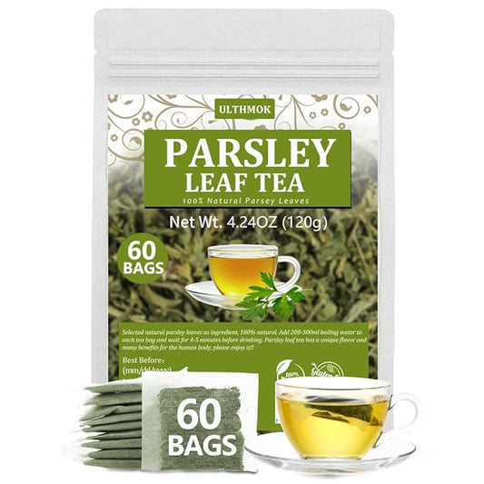 Premium 60 Parsley Tea Bags, Made with 100% Natural Parsley Leaves, Caffeine Free & No Additives.