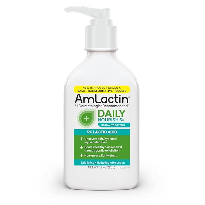 AmLactin Daily Nourish 5% - 7.9 oz Body Lotion with 5% Lactic Acid - Exfoliator and Moisturizer for Dry Skin (Packaging May Vary)