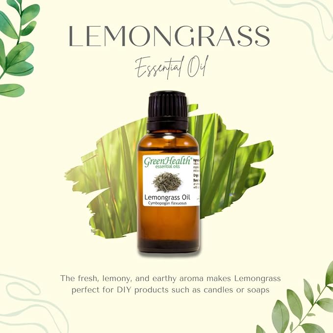 GreenHealth - Lemongrass Essential Oil - 16 fl oz - Aluminum Bottle - 100% Essential Oil