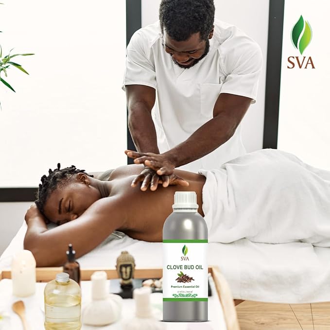 SVA Clove Bud Essential Oil – 32 Fl Oz – 100% Natural Clove Bud Oil - for Diffuser, Hair Care, Face, Skin Care, Aromatherapy, Scalp and Body Massage, Soap and Candle Making