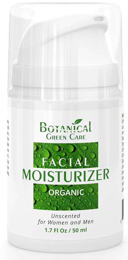 Botanical Green Care Organic Facial Moisturizer. Natural Anti Aging Face Moisturizing Cream for Sensitive, Dry & Normal Skin for Women and Men