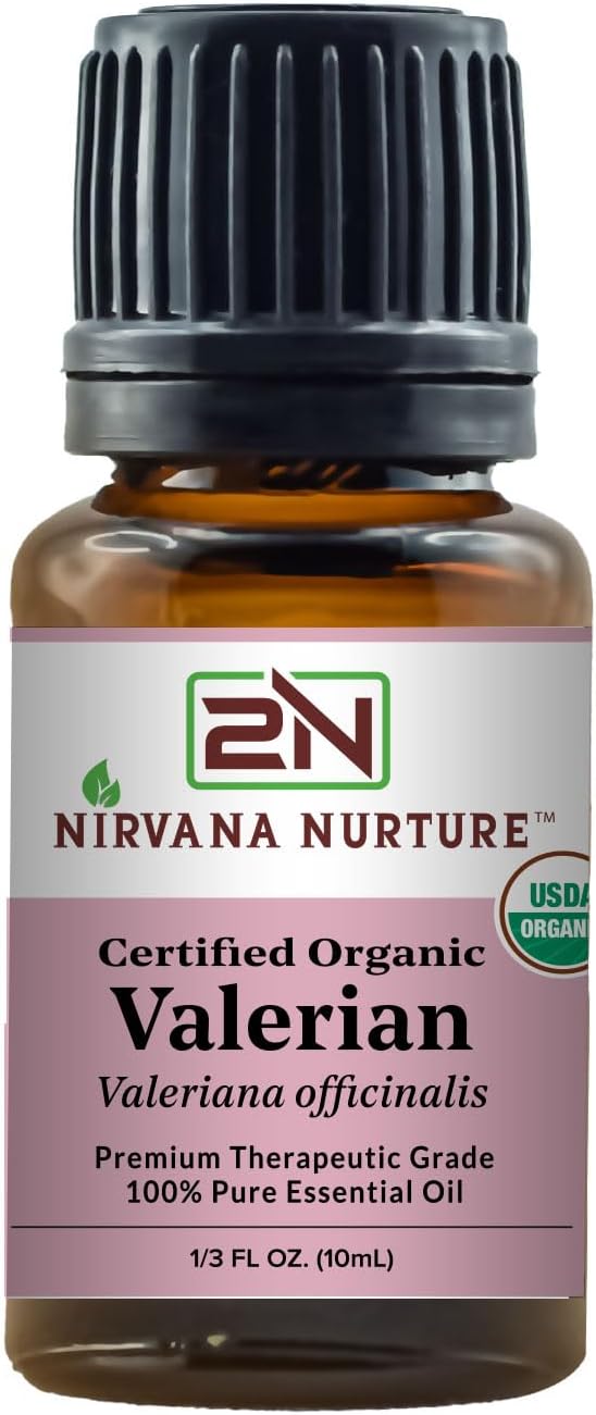 Valerian Essential Oil USDA Certified Organic 100% Pure Premium Therapeutic Grade, Undiluted - Aromatherapy Diffuser for Calm and Relaxation, Skin Care, Hair Care