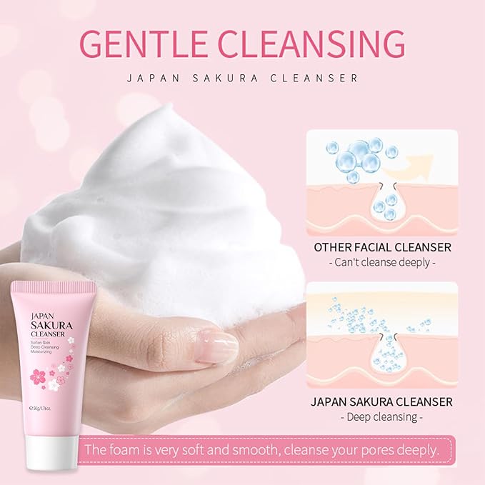 Sakura Skin Care Sets & Kits, Japanese Cherry Blossom Gifts for Teenage Girls, Pamper Sets for Women Gifts, Facial kit Daily Care All In One Set, Travel Kit for Women Teen Girls Mom Birthday, 35PCS