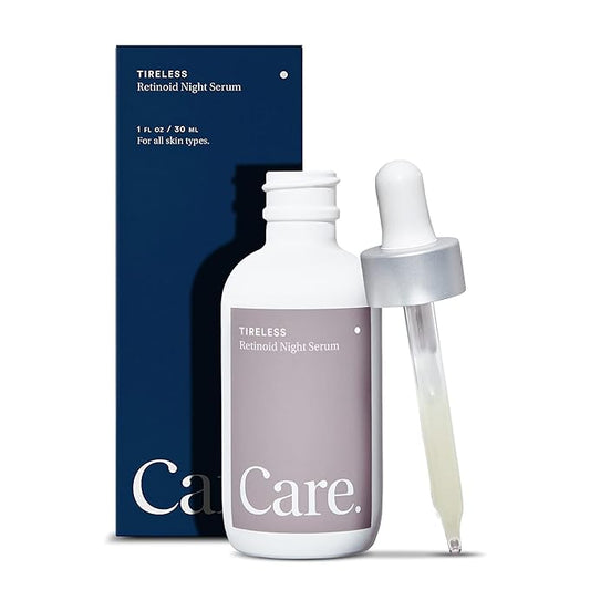 Care Skincare - Tireless Retinoid Serum for Face, Paraben-Free Vegan Night Serum with Hyaluronic Acid, Squalane, and Granactive Retinoid, Improves Dark Spots and Promotes Cell Renewal (1 oz)