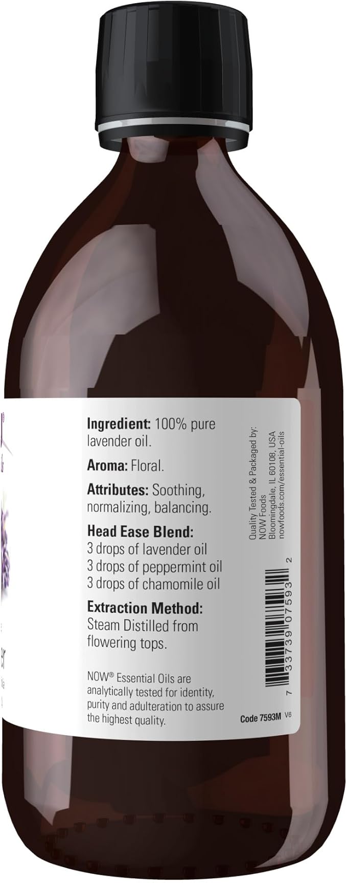 NOW Foods Essential Oils, Lavender Oil, Soothing Aromatherapy Scent, Steam Distilled, 100% Pure, Vegan, Child Resistant Cap, 16-Ounce