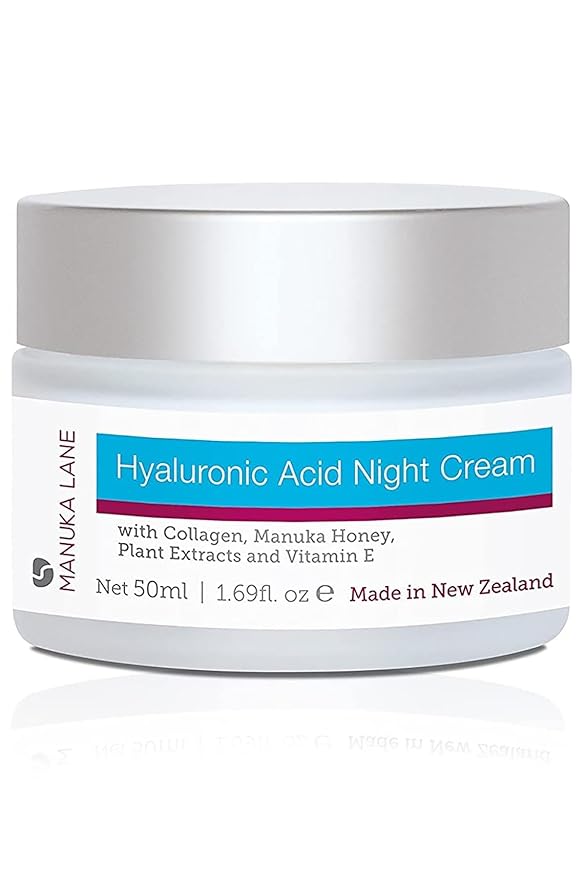 Hyaluronic Acid Night Cream for Face and Neck with Collagen, Manuka Honey, Plant Extracts & Vitamin E | Plant Based Formula | Carefully formulated to keep your skin young and healthy!