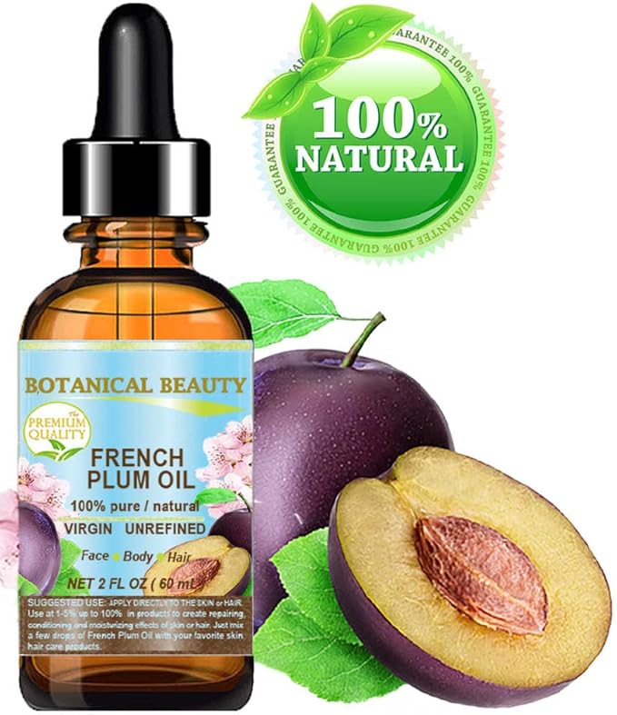 PLUM OIL French. 100% Pure Natural Virgin Unrefined Undiluted Cold Pressed Carrier Oil. For Face, Skin, Hair, Body, Lips, Nails (2 Fl.oz - 60 ml.) by Botanical Beauty