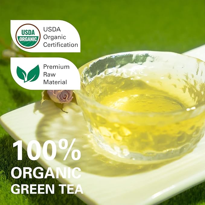 WT WEETEE Organic Green Tea Bags, Organic Pure Green Tea 100 Count, Super Antioxidant | Resealable Kraft Bag | Brew Hot or Iced