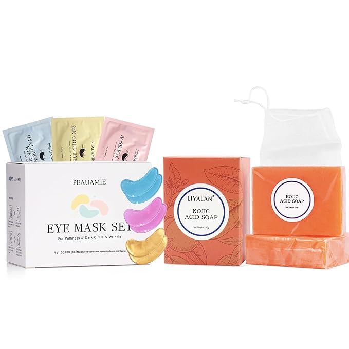 Under Eye Patches for Dark Circles and Smooth Wrinkles& LIYALAN kojic acid soap