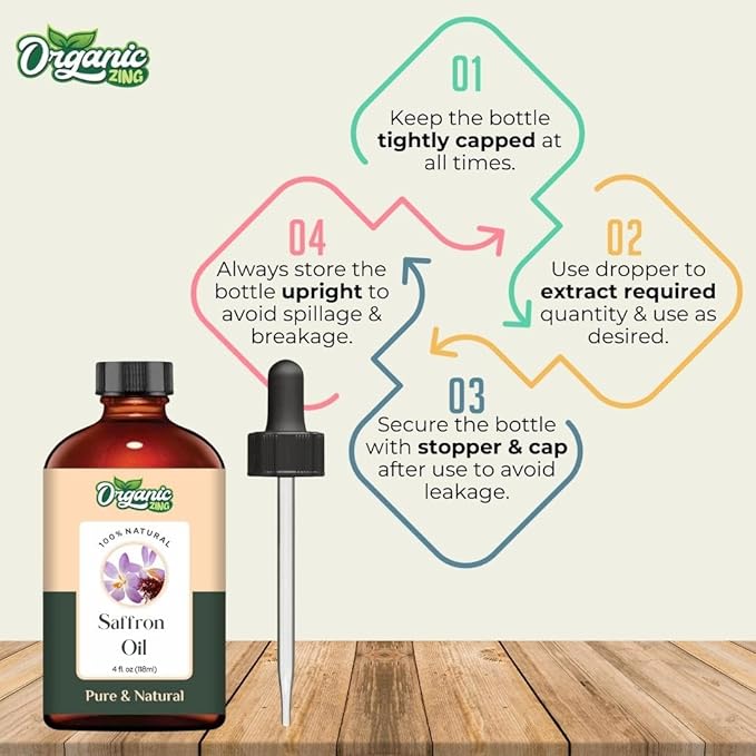 Saffron (Crocus sativus) Oil | Pure & Natural Essential Oil for Aroma, Diffusers, Skincare & Haircare - 118ml/3.99fl oz