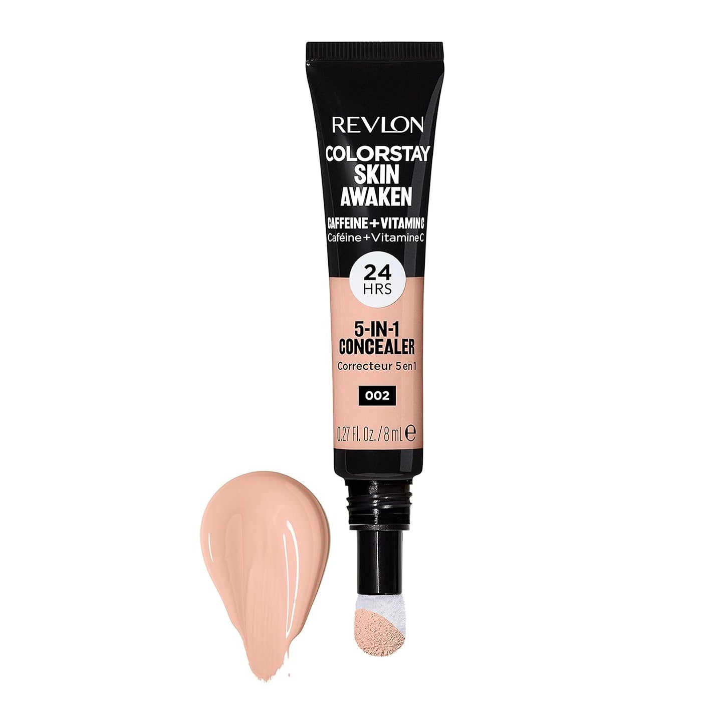 Revlon ColorStay Skin Awaken 5-in-1 Concealer, Lightweight, Creamy Longlasting Face Makeup with Caffeine & Vitamin C, For Imperfections, Dark Circles & Redness, 002 Universal Brightener, 0.27 fl oz