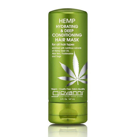 GIOVANNI Hemp Hydrating Deep Conditioning Hair Mask - Hemp Hydrating Conditioner Mask for Dry, Hemp Seed Oil, Aloe Vera, & Frankincense, Helps Moisturize & Revitalize Damaged Hair - 5 oz, (1 Pack)