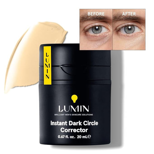 Lumin Instant Dark Circle Corrector for Men (Not A Concealer), Brightens Eyes, Reduce Dark Circles, Puffiness, Under Eye Men Makeup, Men's Eye Cream, Perfect for Light-Medium Skin Tones, 20mL
