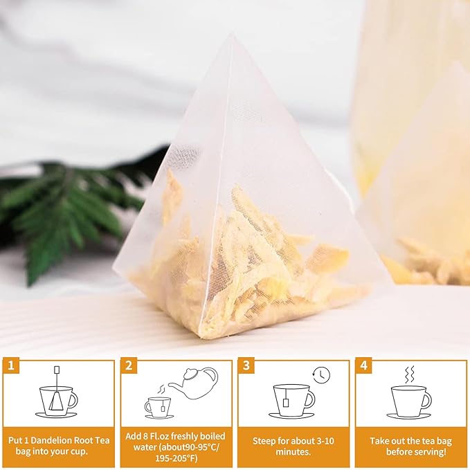 Dried Ginger Root Tea Bags - 60bags/6.4 OZ 100% Pure & Natural Roasted Ginger Herbal Tea, Caffeine Free, No Additives, No Sugar, Non-GMO, No Gluten