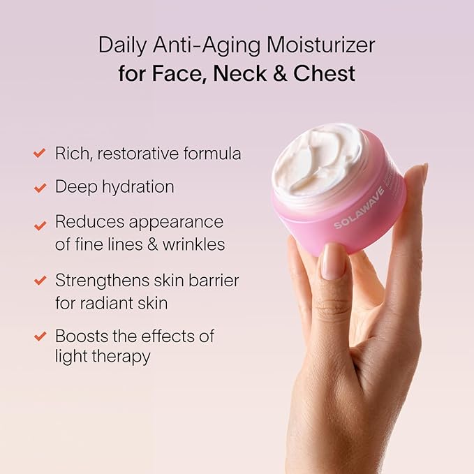 Solawave LightBoost Rich Cream for Face & Neck | Boosts Effects of Red Light Therapy | Daily Anti Aging & Skin Firming Moisturizer | Reduces Appearance of Fine Lines & Wrinkles, Increases Hydration