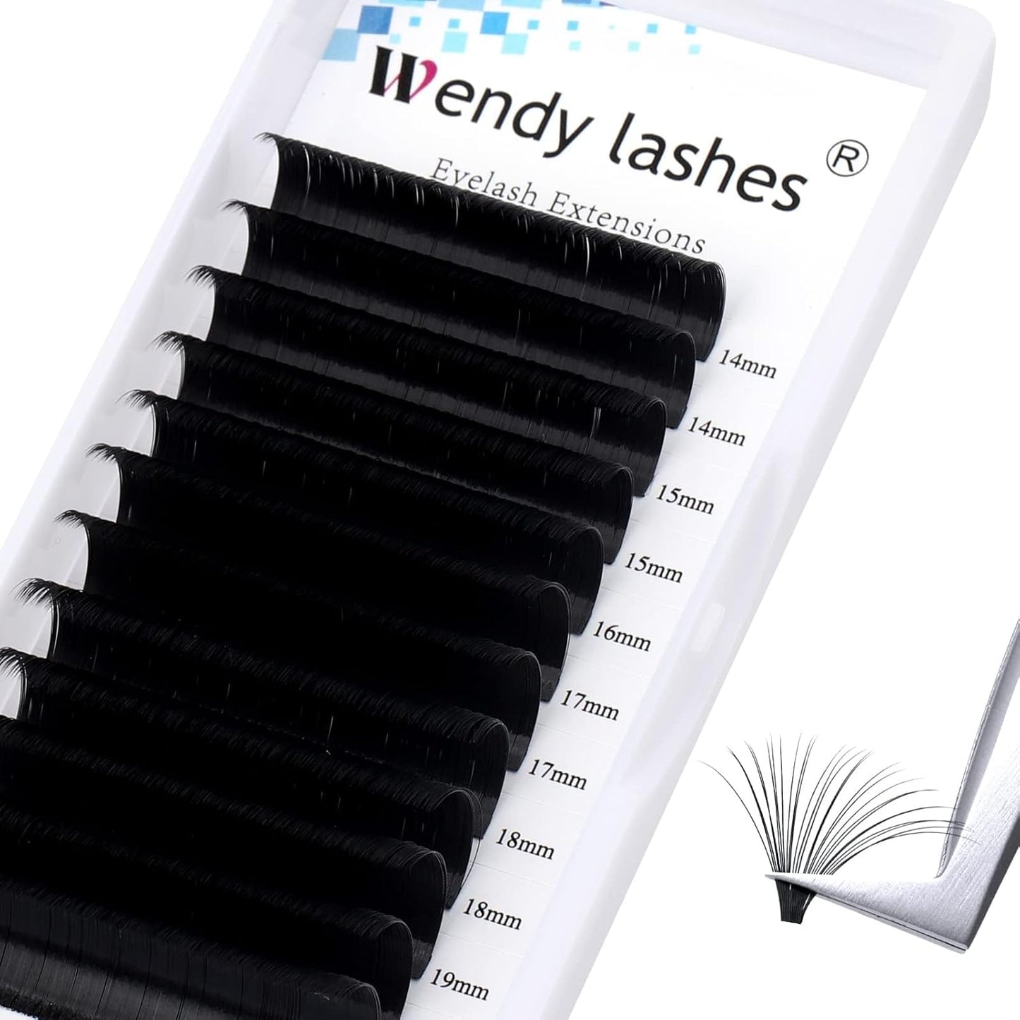 Easy Fan Volume for Lash Artists: Wendy, Handmade Fans for Eyelash Extensions, Self Fanning, Blooming, C-KH, Black, CC-0.05-14-20