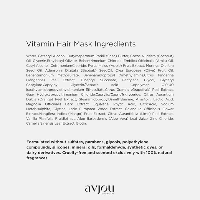 Vitamin Mask - Promotes Natural Hair Growth, Vegan, Anti-Aging, Color & Keratin Safe, Hydrates & Strengthens with Redensyl, Designed for All Hair Types, 6 oz