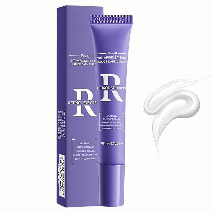 Retinol Eye Cream, Moisturizing Eye Care Daily Anti-Wrinkle Cream with 45% Retinol and 5% Hyaluronic Acid to Smooth and Moisturize Skin, Under Eye Bags, Reduce Dark Circles, Wrinkles (0.7 Ounces)