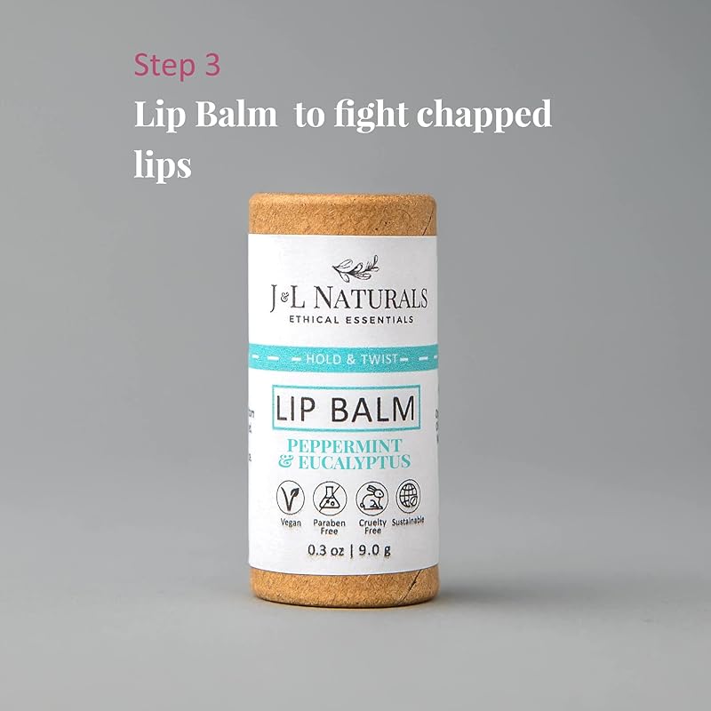 J&L Naturals Simple Skin Regimen Kit With Cleansing Bar, Face Salve, Konjac Sponge, Lip Balm | For Oily, Dry, Mature, and Combination Skin | Zero Waste (Hydrate (dry skin), Simple)