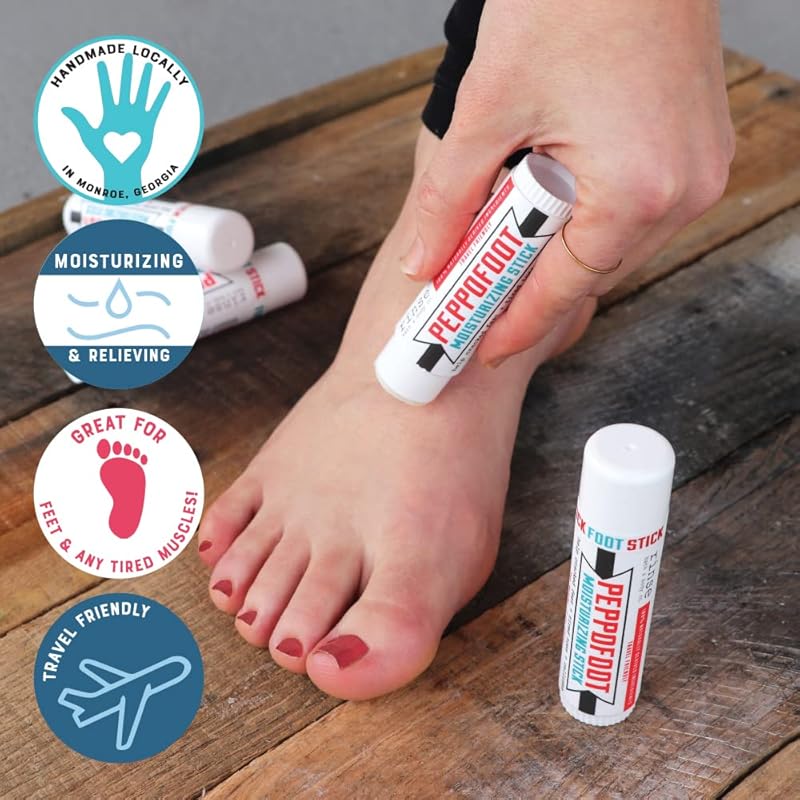Rinse Bath & Body Peppofoot Heel Balm Stick - Handmade Heel Balm for Dry Cracked Feet w/Peppermint and Tea Tree Oils | Ultra Moisturizing | No Mess Cracked Heel Stick | Natural | Travel Size | 0.65oz