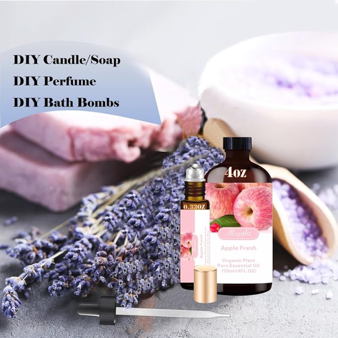 Lotus Essential Oil- Lotus Oil 4 Fl Oz & Roll On 10ML Essential Oil Set for Aroma Diffuser Humidifier Home Fragrance Bath SPA Yoga DIY Candle Making Soap Perfume Gift for Women