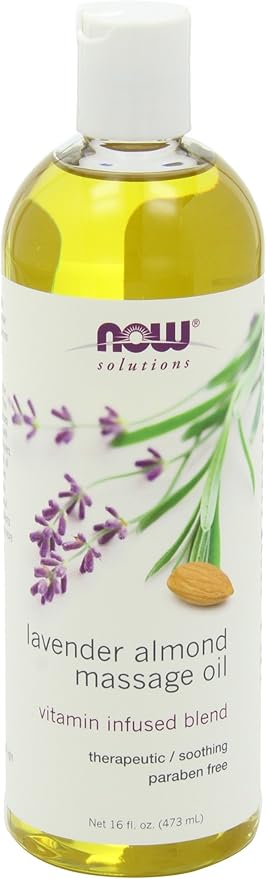 NOW Lavender Almond Massage Oil, 16-Ounces (Pack of 2)
