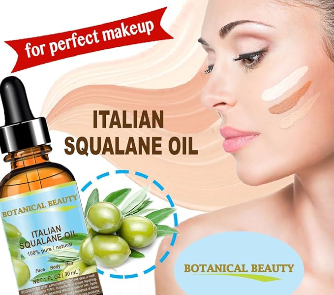 Botanical Beauty SQUALANE Italian Olive. 100% Pure/Natural/Undiluted Oil. 2 fl.oz- 60ml. 100% Ultra-Pure Moisturizer for Face, Body & Hair. Reliable 24/7 skincare protection